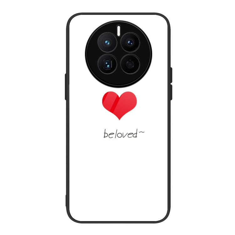 For Huawei Mate 50 Colorful Painted Glass Phone Case(Red Heart)