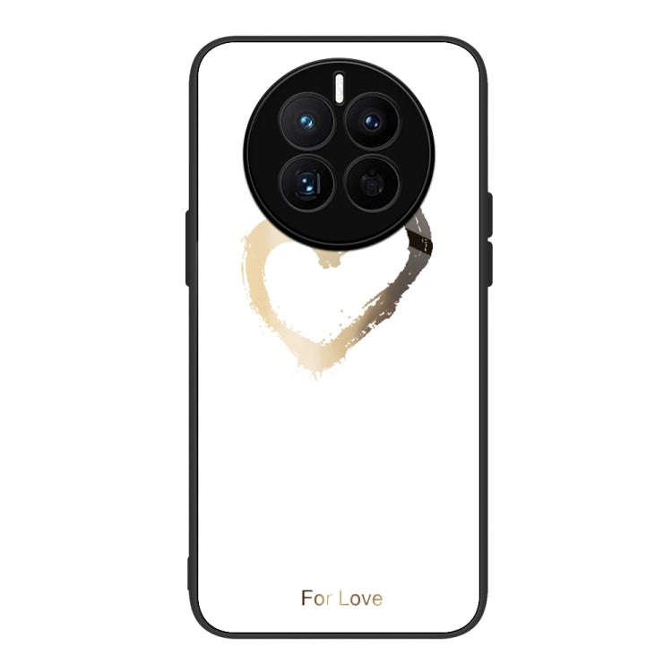 For Huawei Mate 50 Colorful Painted Glass Phone Case(Golden Love)