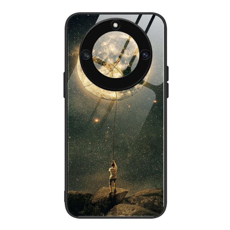 For Honor X40 Colorful Painted Glass Phone Case(Moon)