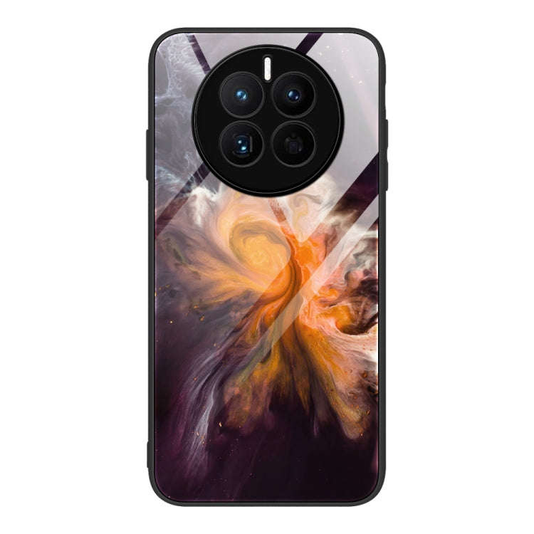 For Huawei Mate 50 Marble Pattern Glass Protective Phone Case(Typhoon)