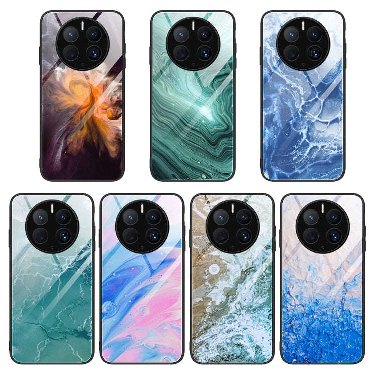 For Huawei Mate 50 Pro Marble Pattern Glass Protective Phone Case(Water Waves)
