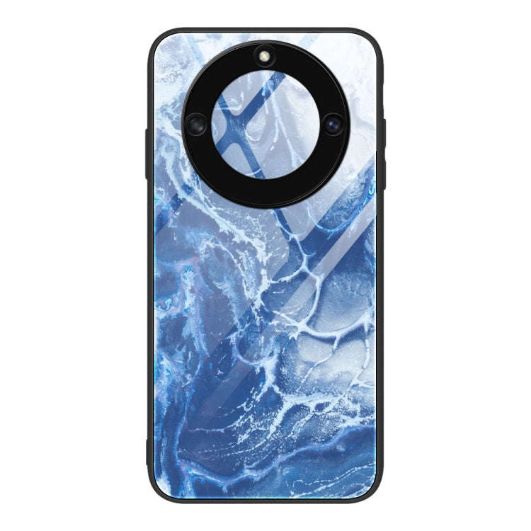For Honor X40 Marble Pattern Glass Protective Phone Case(Blue Ocean)