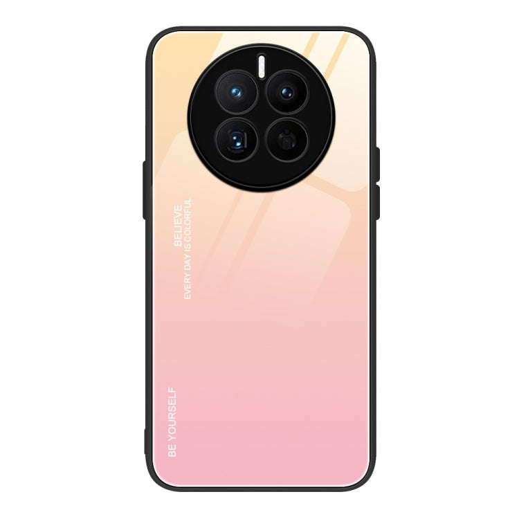 For Huawei Mate 50 Gradient Color Glass Phone Case(Yellow Pink)