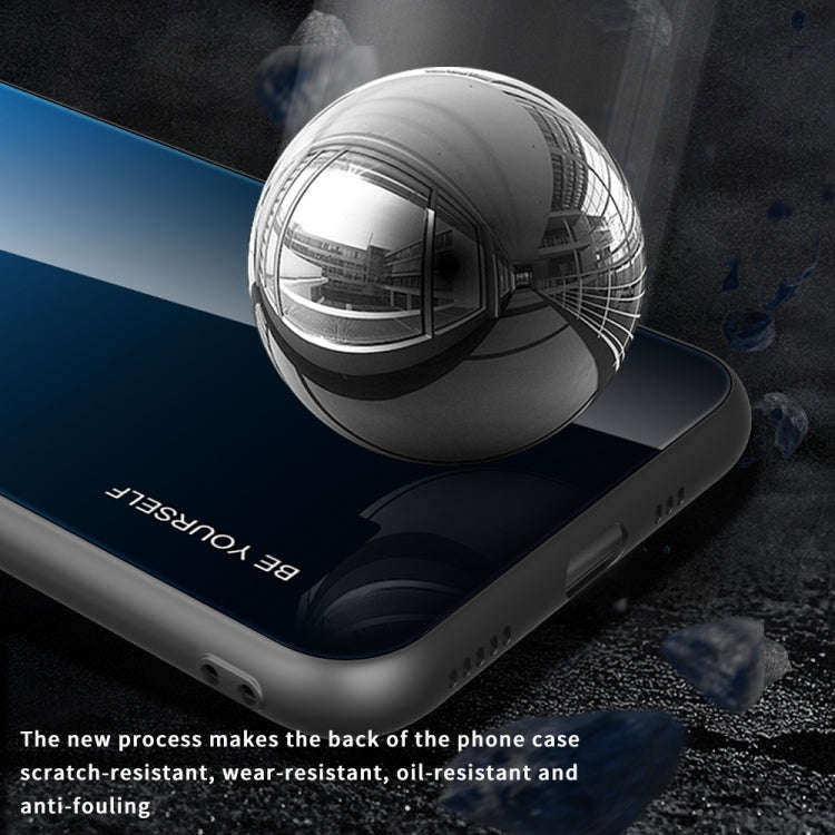 For Huawei Mate 50 Gradient Color Glass Phone Case(Blue Black)