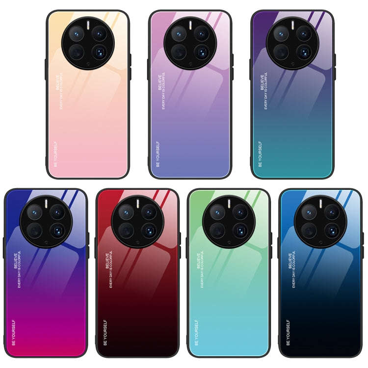 For Huawei Mate 50 Pro Gradient Color Glass Phone Case(Purple Red)