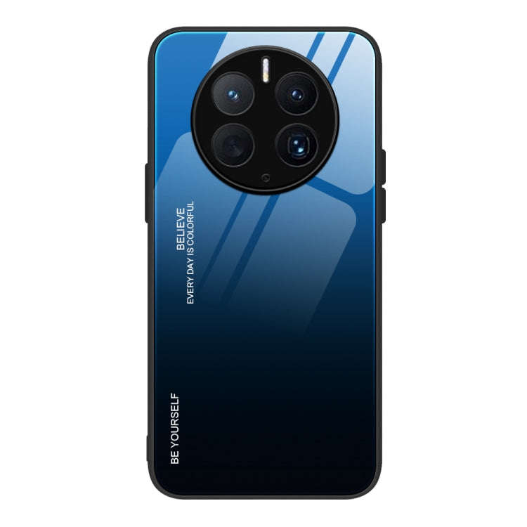 For Huawei Mate 50 Pro Gradient Color Glass Phone Case(Blue Black)