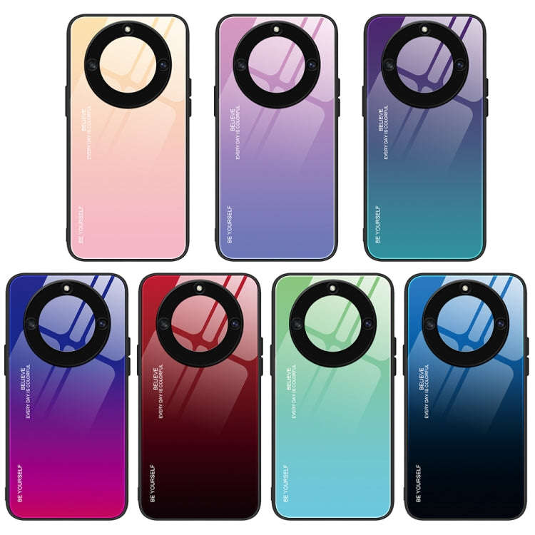 For Honor X40 Gradient Color Glass Phone Case(Aurora Blue)