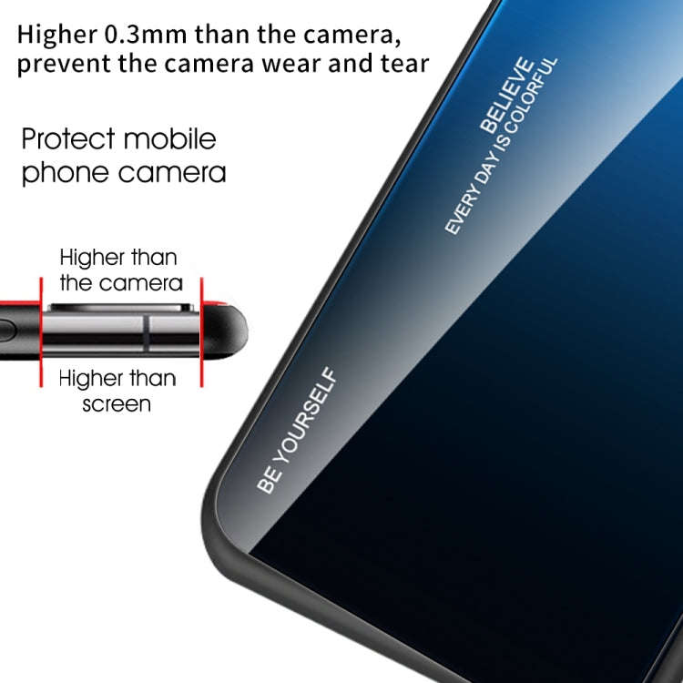 For Honor X40 Gradient Color Glass Phone Case(Aurora Blue)