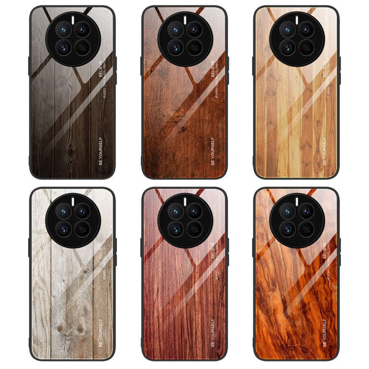 For Huawei Mate 50 Wood Grain Glass Phone Case(Grey)