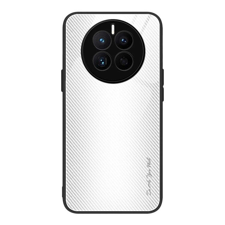 For Huawei Mate 50 Texture Gradient Glass TPU Phone Case(White)