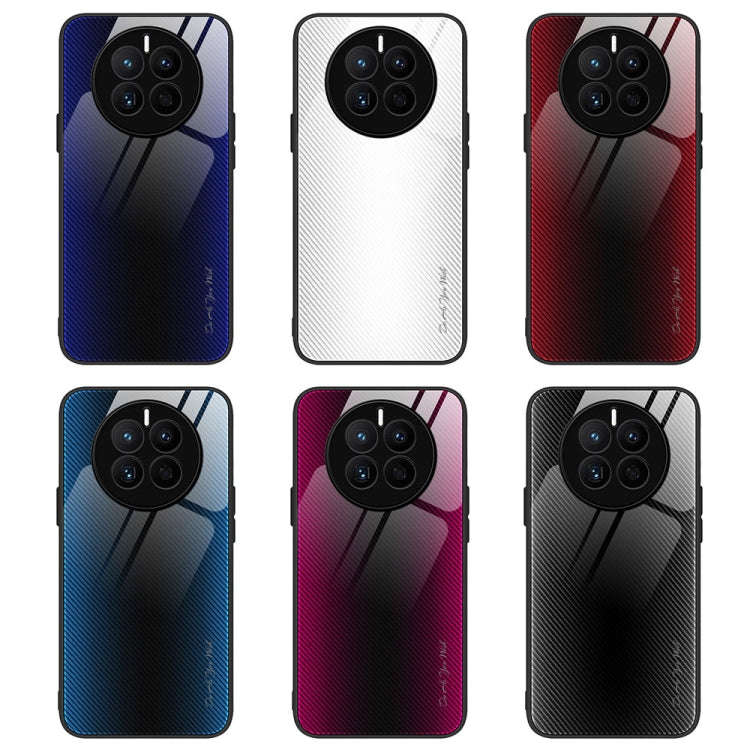 For Huawei Mate 50 Texture Gradient Glass TPU Phone Case(White)