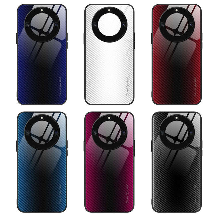 For Honor X40 Texture Gradient Glass TPU Phone Case(Dark Blue)