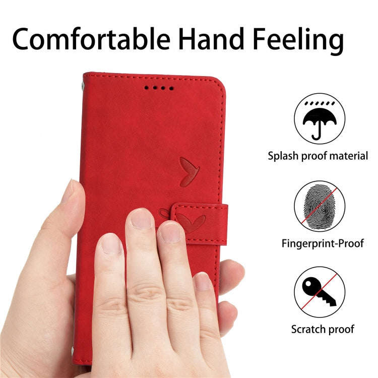 For Google Pixel 6a Skin Feel Heart Pattern Leather Phone Case(Red)