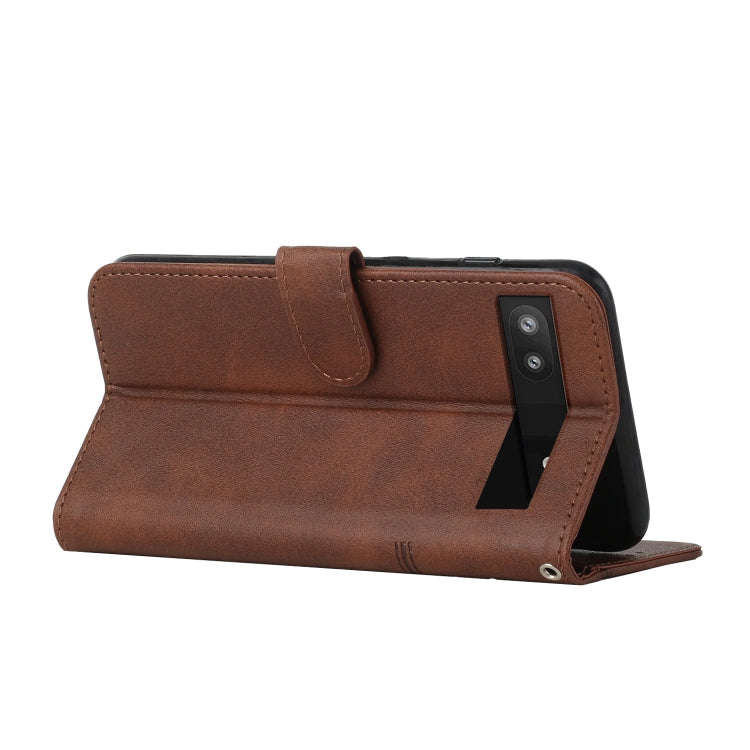For Google Pixel 6a Stitching Calf Texture Buckle Leather Phone Case(Brown)