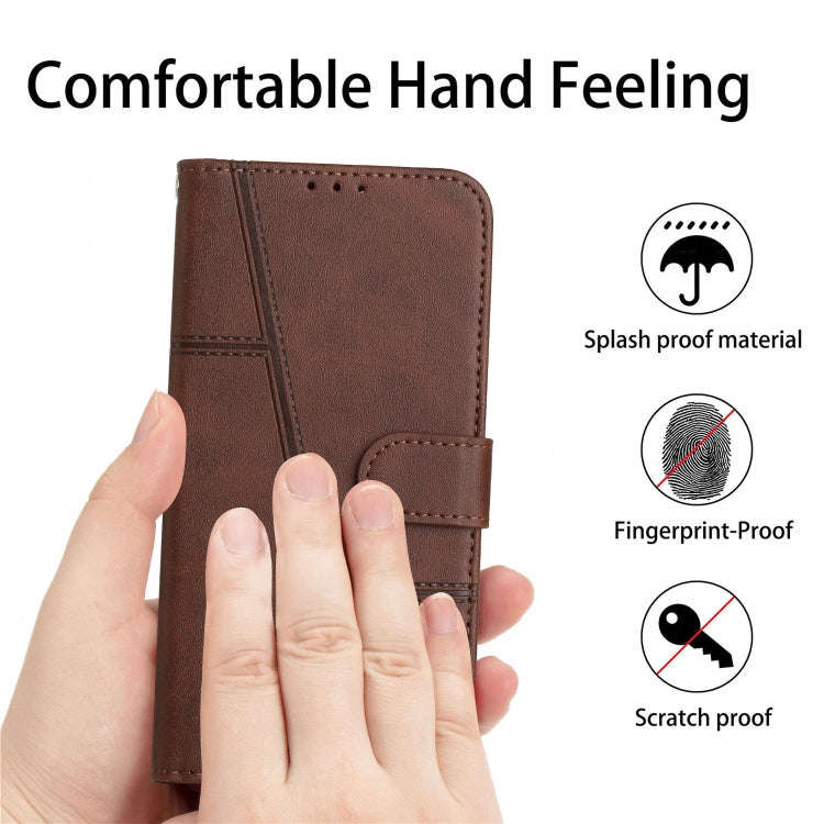 For Google Pixel 6a Stitching Calf Texture Buckle Leather Phone Case(Brown)