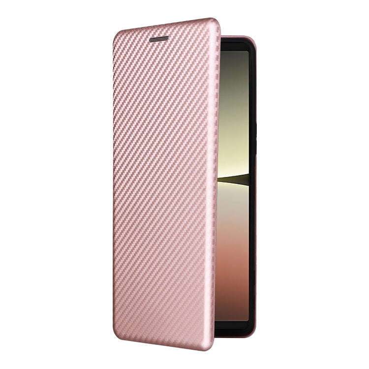 For Sony Xperia 5 IV Carbon Fiber Texture Leather Phone Case(Pink)