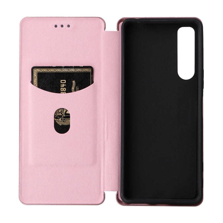 For Sony Xperia 5 IV Carbon Fiber Texture Leather Phone Case(Pink)