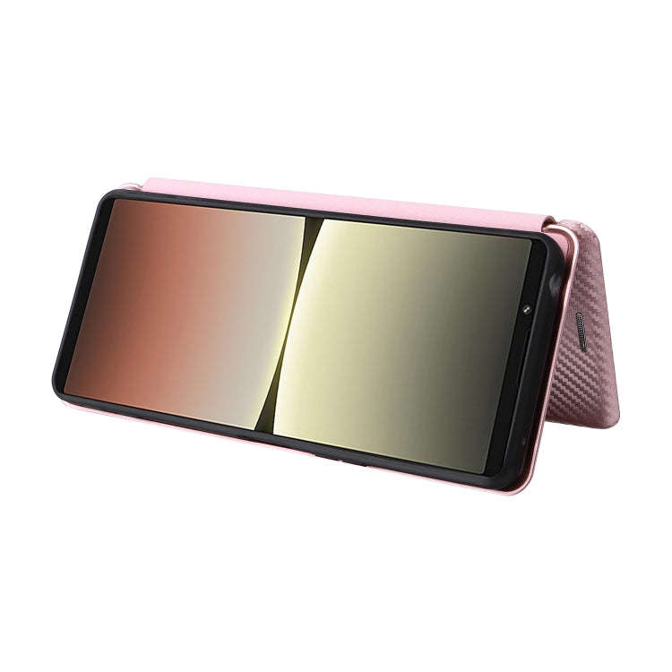 For Sony Xperia 5 IV Carbon Fiber Texture Leather Phone Case(Pink)