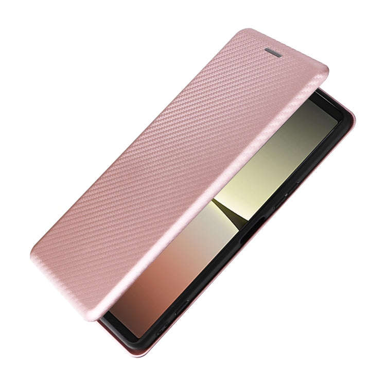 For Sony Xperia 5 IV Carbon Fiber Texture Leather Phone Case(Pink)