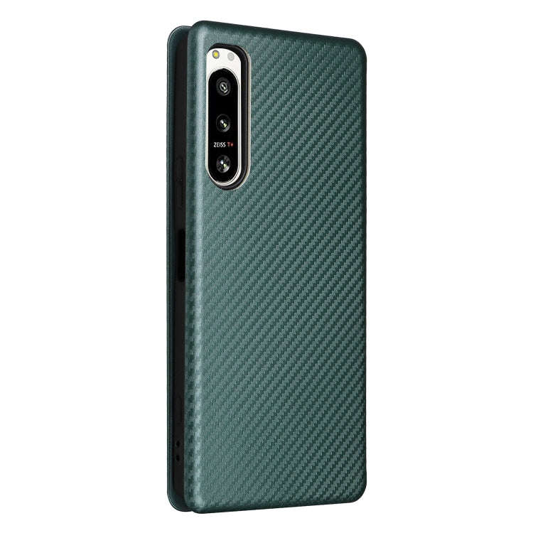 For Sony Xperia 5 IV Carbon Fiber Texture Leather Phone Case(Green)