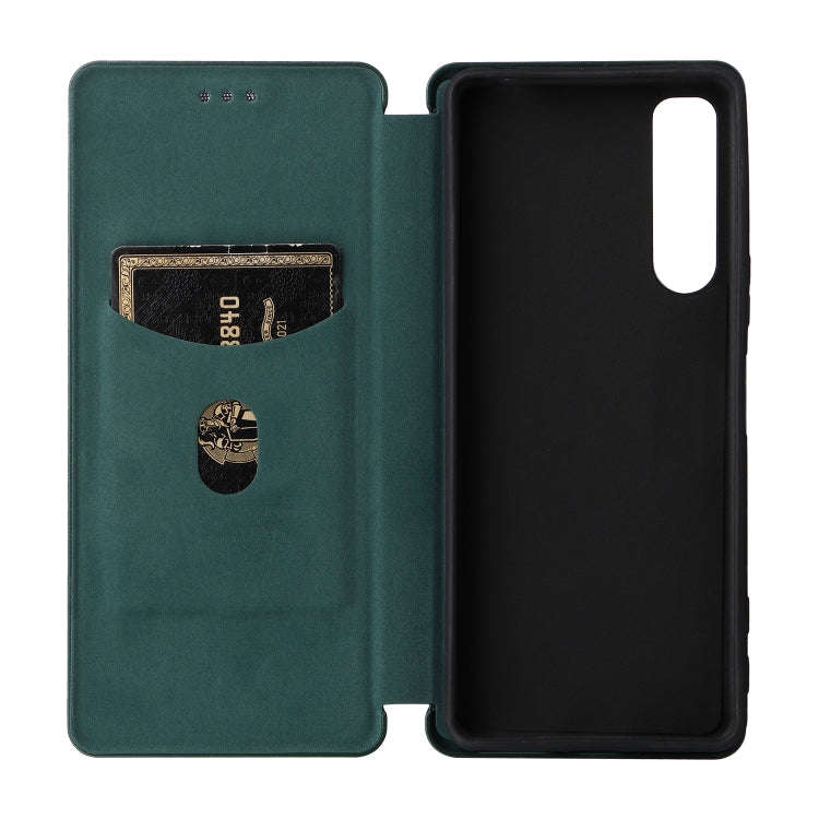 For Sony Xperia 5 IV Carbon Fiber Texture Leather Phone Case(Green)