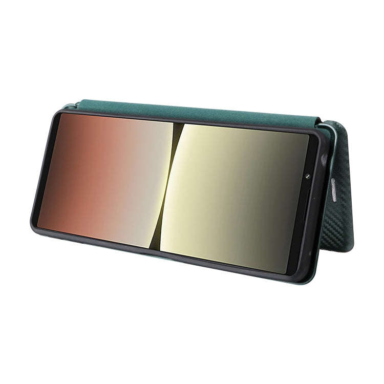 For Sony Xperia 5 IV Carbon Fiber Texture Leather Phone Case(Green)