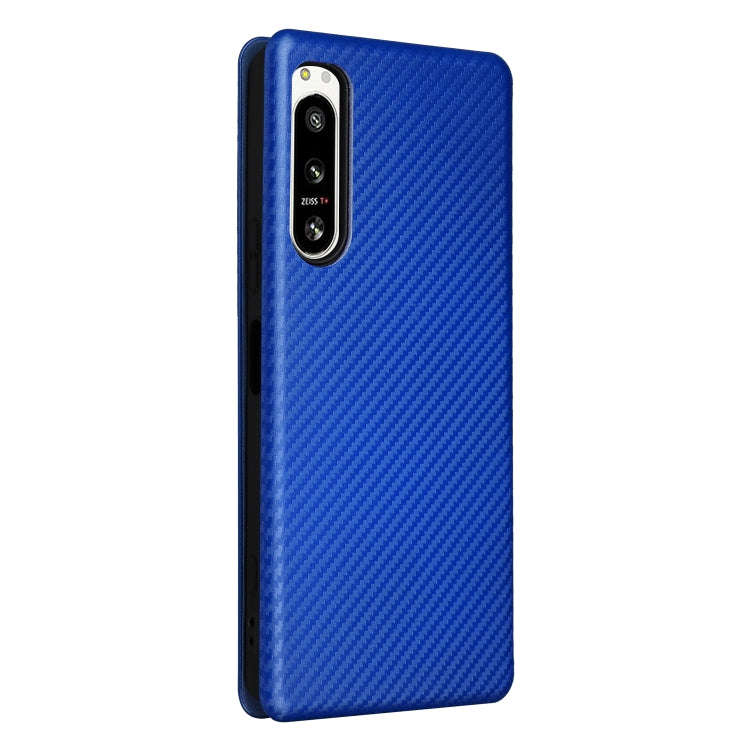 For Sony Xperia 5 IV Carbon Fiber Texture Leather Phone Case(Blue)