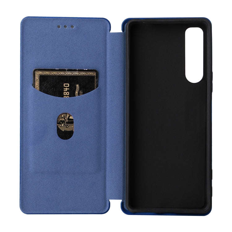 For Sony Xperia 5 IV Carbon Fiber Texture Leather Phone Case(Blue)