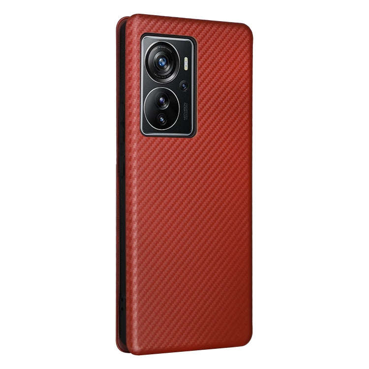 For ZTE Axon 40 Pro Carbon Fiber Texture Leather Phone Case(Brown)
