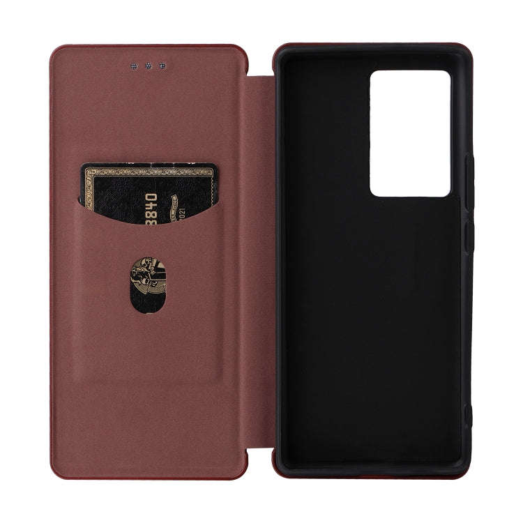 For ZTE Axon 40 Pro Carbon Fiber Texture Leather Phone Case(Brown)