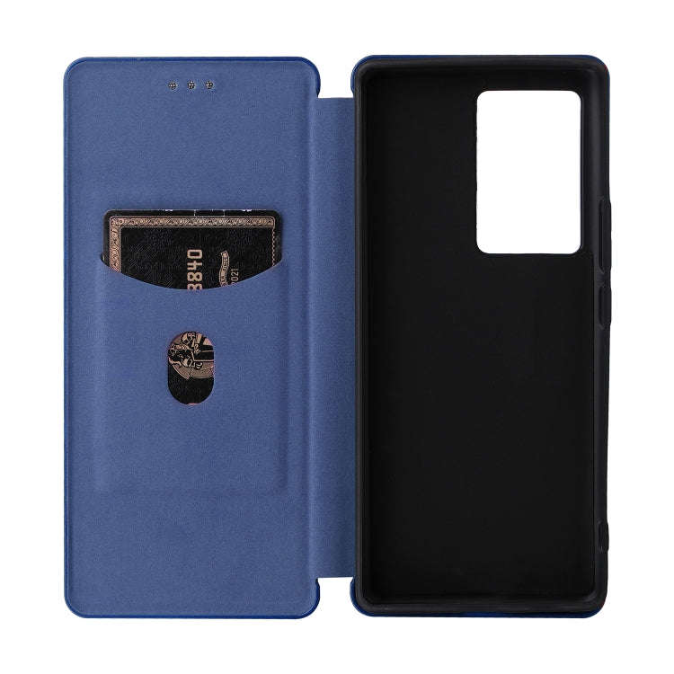 For ZTE Axon 40 Pro Carbon Fiber Texture Leather Phone Case(Blue)