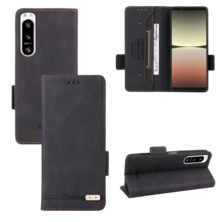 For Sony Xperia 5 IV Magnetic Clasp Flip Leather Phone Case(Black)