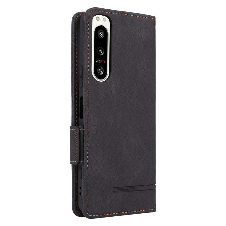 For Sony Xperia 5 IV Magnetic Clasp Flip Leather Phone Case(Black)