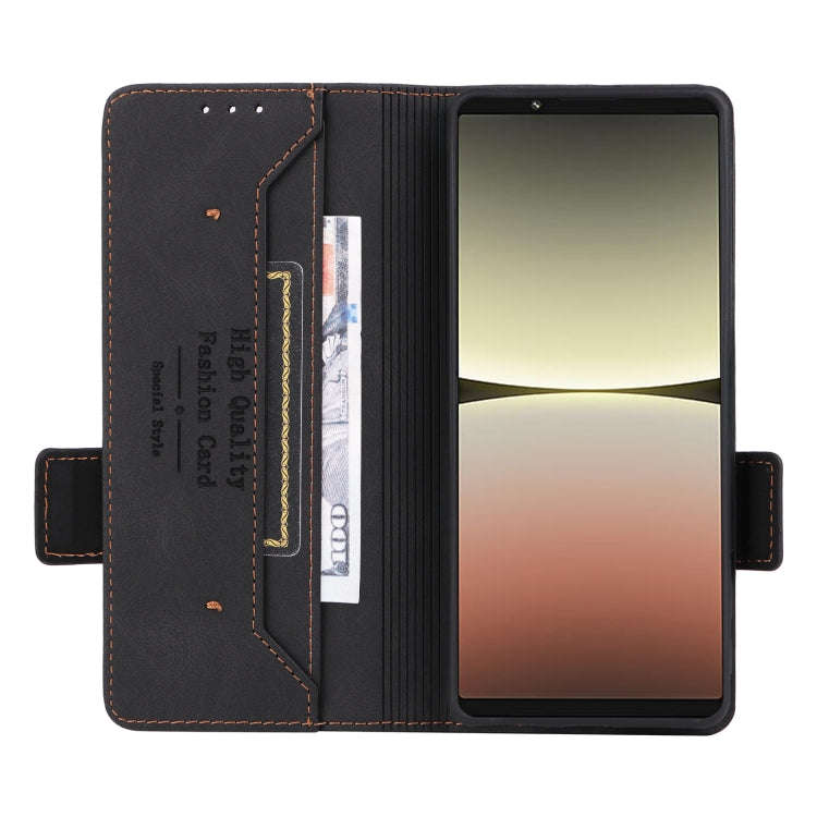 For Sony Xperia 5 IV Magnetic Clasp Flip Leather Phone Case(Black)