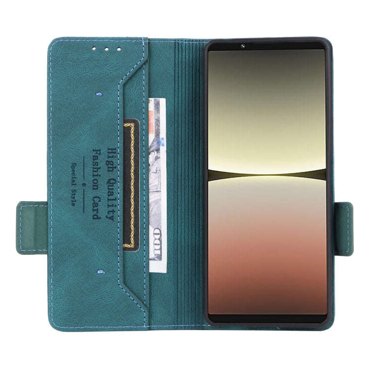 For Sony Xperia 5 IV Magnetic Clasp Flip Leather Phone Case(Green)