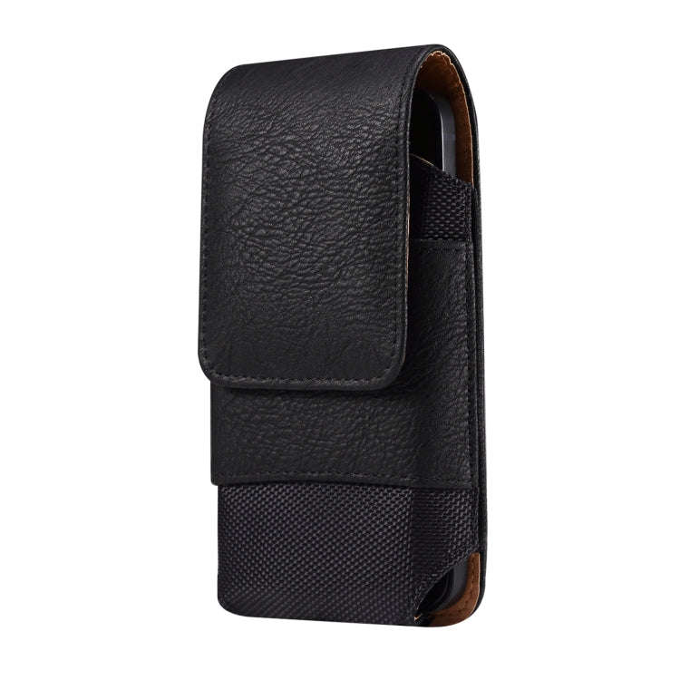 For 6.1 inch Mobile Phone Cowhide Texture Oxford Cloth Waist Bag(Black)