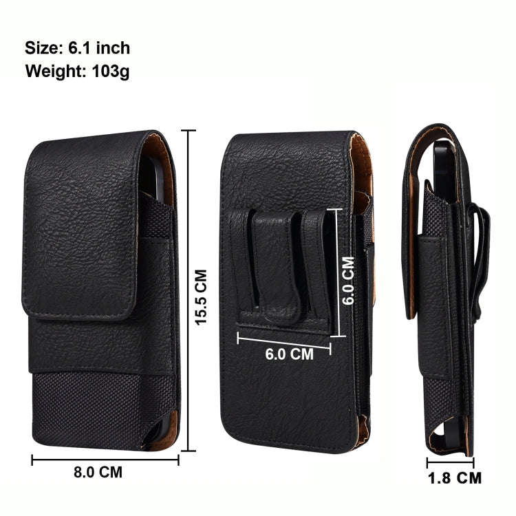 For 6.1 inch Mobile Phone Cowhide Texture Oxford Cloth Waist Bag(Black)