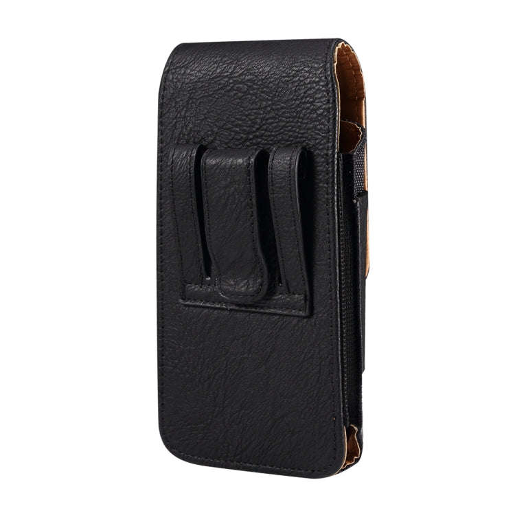 For 6.7-6.9 inch Mobile Phone Cowhide Texture Oxford Cloth Waist Bag(Black)