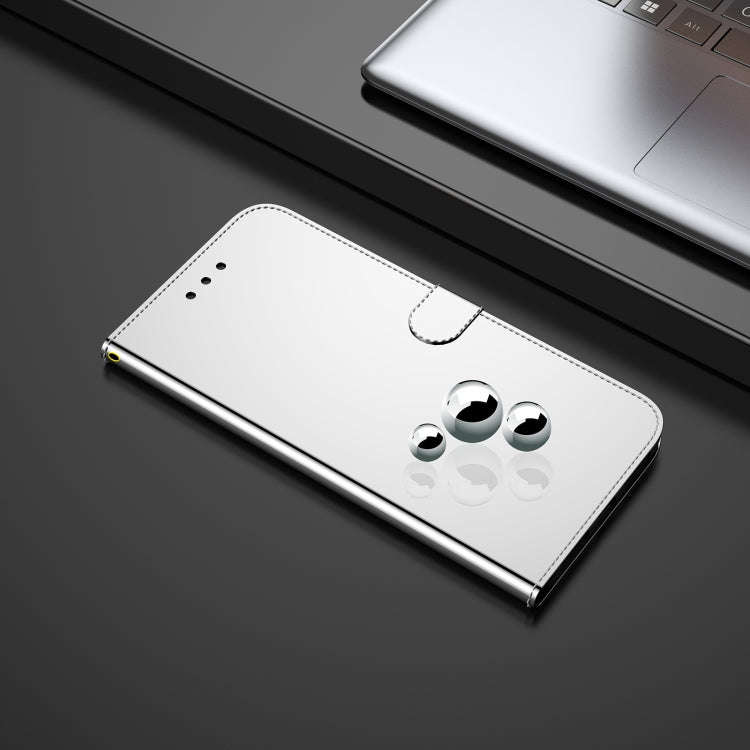 For Asus Zenfone 9 Imitated Mirror Surface Flip Leather Phone Case(Silver)