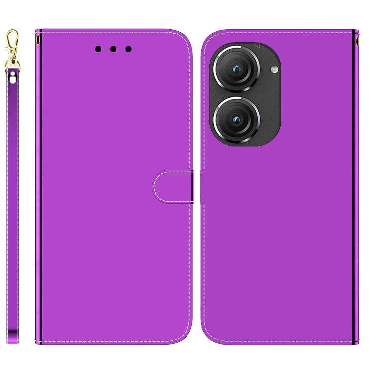 For Asus Zenfone 9 Imitated Mirror Surface Flip Leather Phone Case(Purple)