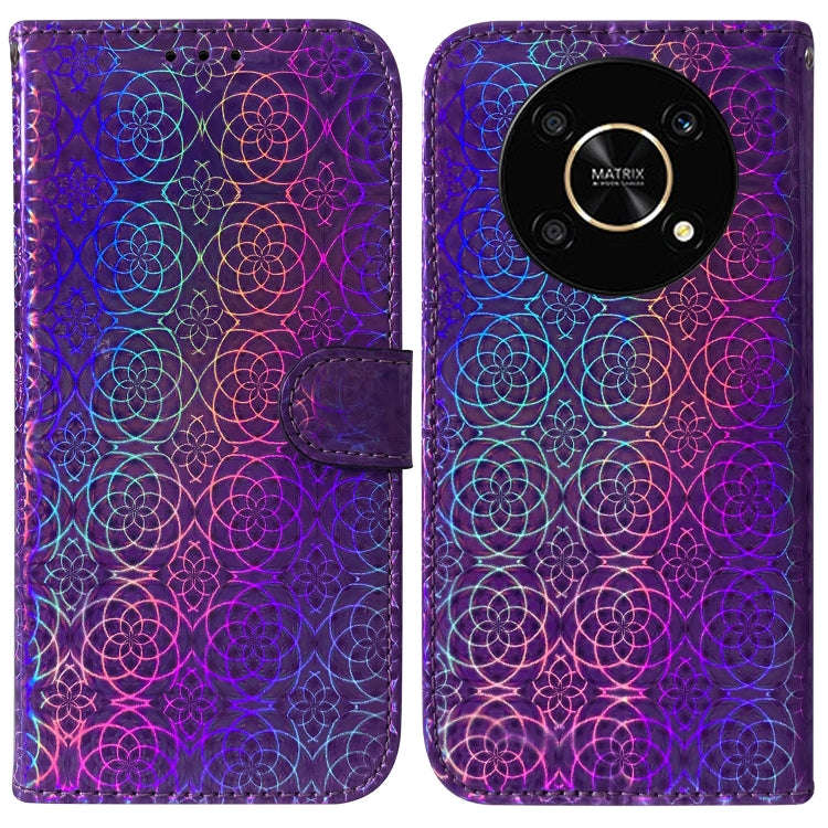 For Honor X9 / X9 5G Colorful Magnetic Buckle Leather Phone Case(Purple)