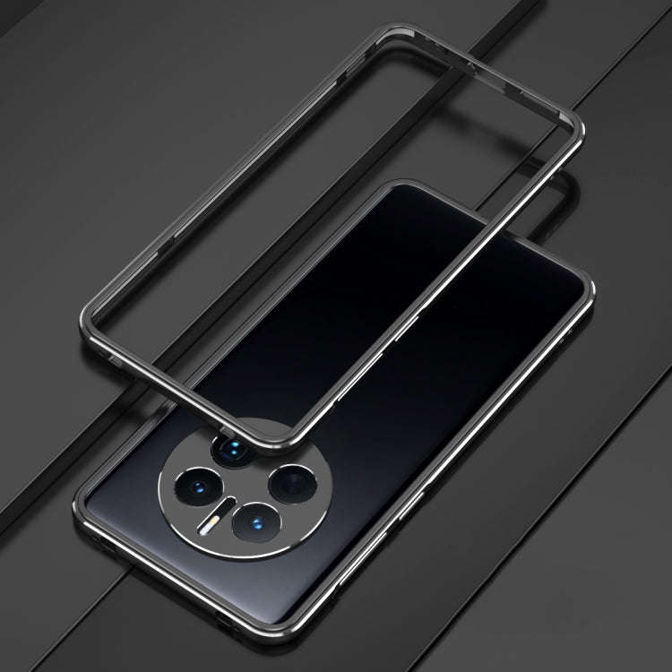 For Huawei Mate 50 Pro LK Aurora Metal Phone Frame with Lens Cover(Black Silver)