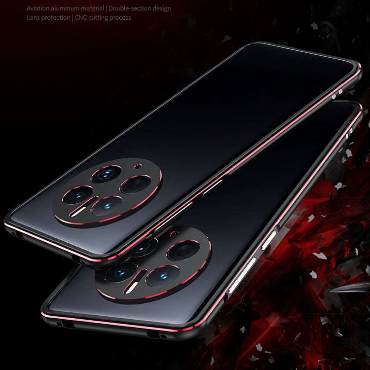 For Huawei Mate 50 Pro LK Aurora Metal Phone Frame with Lens Cover(Black Red)