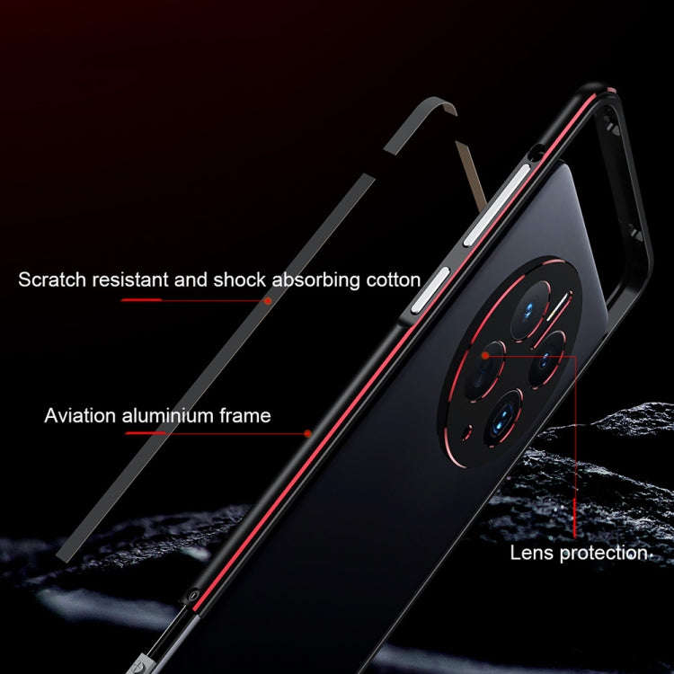 For Huawei Mate 50 Pro LK Aurora Metal Phone Frame with Lens Cover(Black Blue)