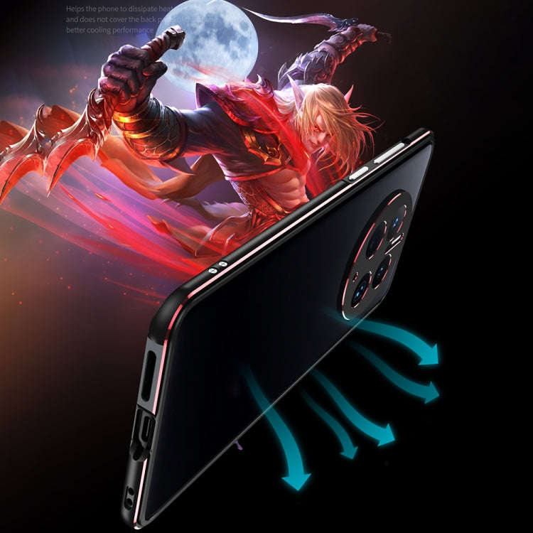 For Huawei Mate 50 Pro LK Aurora Metal Phone Frame with Lens Cover(Black Blue)