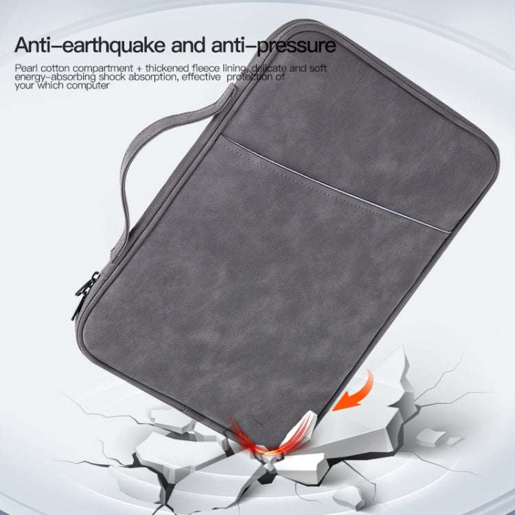For 9.7-11 inch Laptop Portable Sheepskin Texture Leather Bag(Grey)