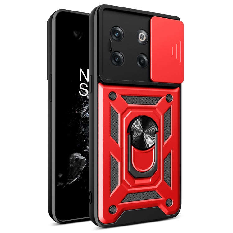 For OnePlus 10T Sliding Camera Cover Design TPU+PC Phone Case(Red)