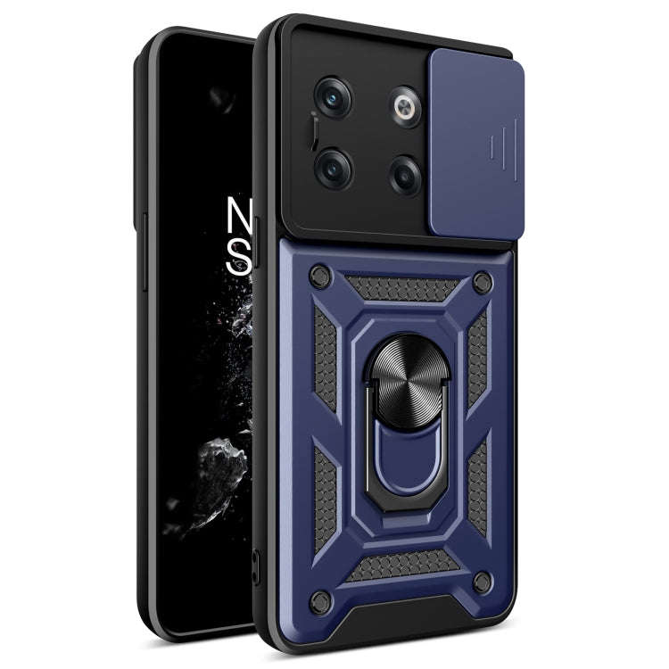For OnePlus 10T Sliding Camera Cover Design TPU+PC Phone Case(Blue)