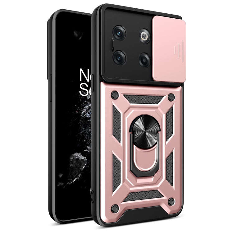 For OnePlus 10T Sliding Camera Cover Design TPU+PC Phone Case(Rose Gold)