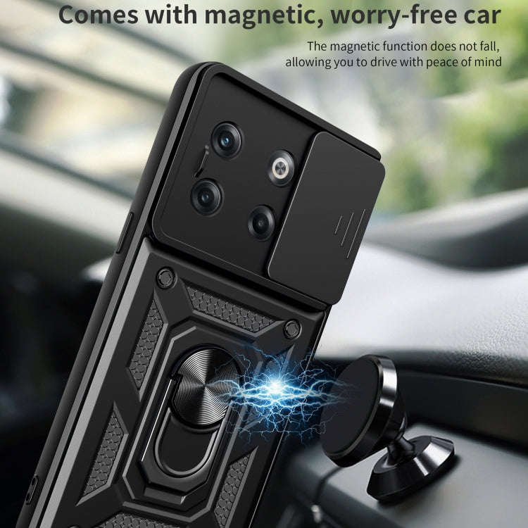 For OnePlus 10T Sliding Camera Cover Design TPU+PC Phone Case(Green)